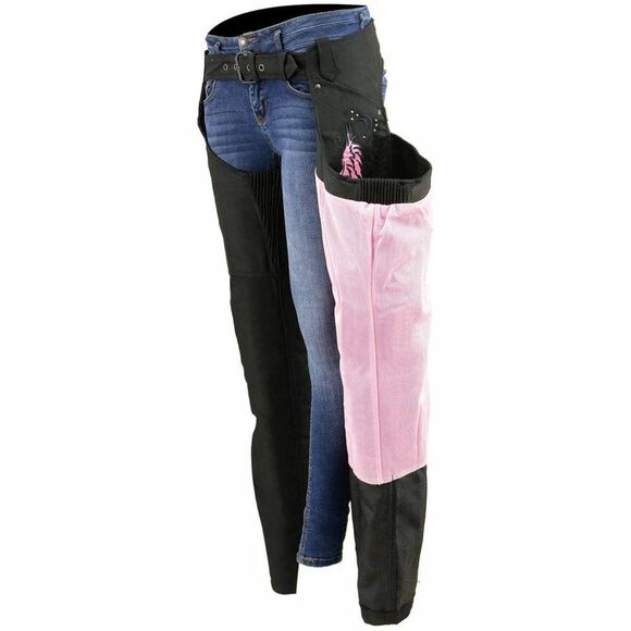Milwaukee Leather SH1956 Women's 'Winged' Black And Pink Chaps • small - Picture 4 of 9